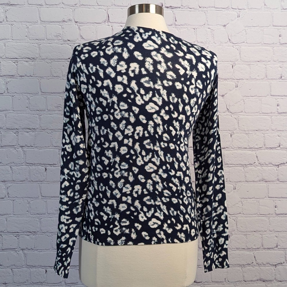 Banana Republic Sz Small Cardigan Stretch Cardigan Blue White Classic Preppy - Picture 6 of 10